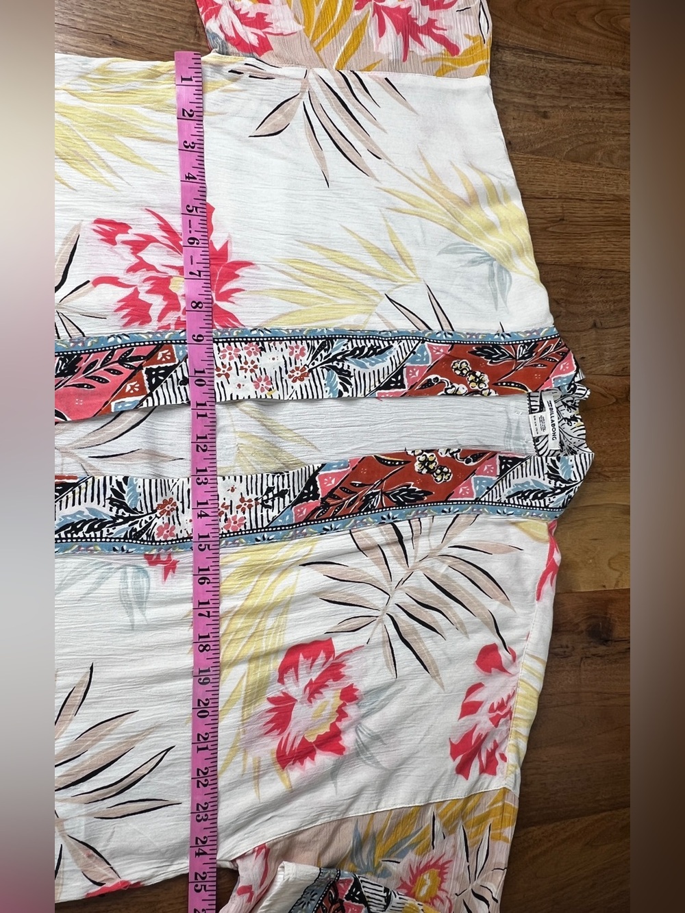 Billabong Fire Nights Beach CoverUp Kimono Boho Festival Vibrant Floral Tropical - Picture 5 of 9